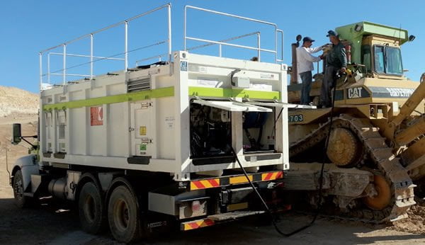 Diesel-, Öl-, Schmiermittel-, Wasserversorgung: mobiles Servicemodul für den Bergbau